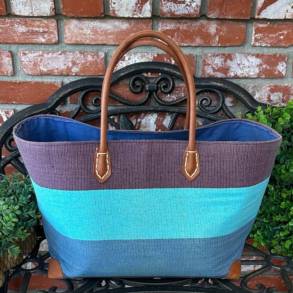 Limited Edition Multi-Colored Tote; Tweed W/Faux Lthr Handles & Bottom Corners